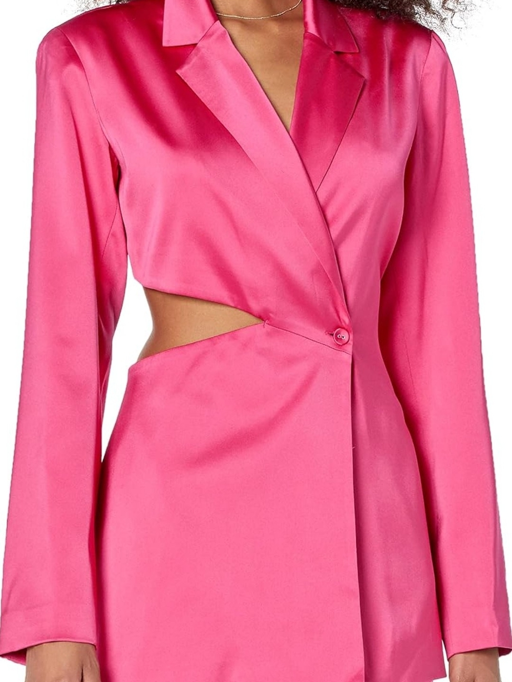 Hot Pink Satin Cutout Blazer